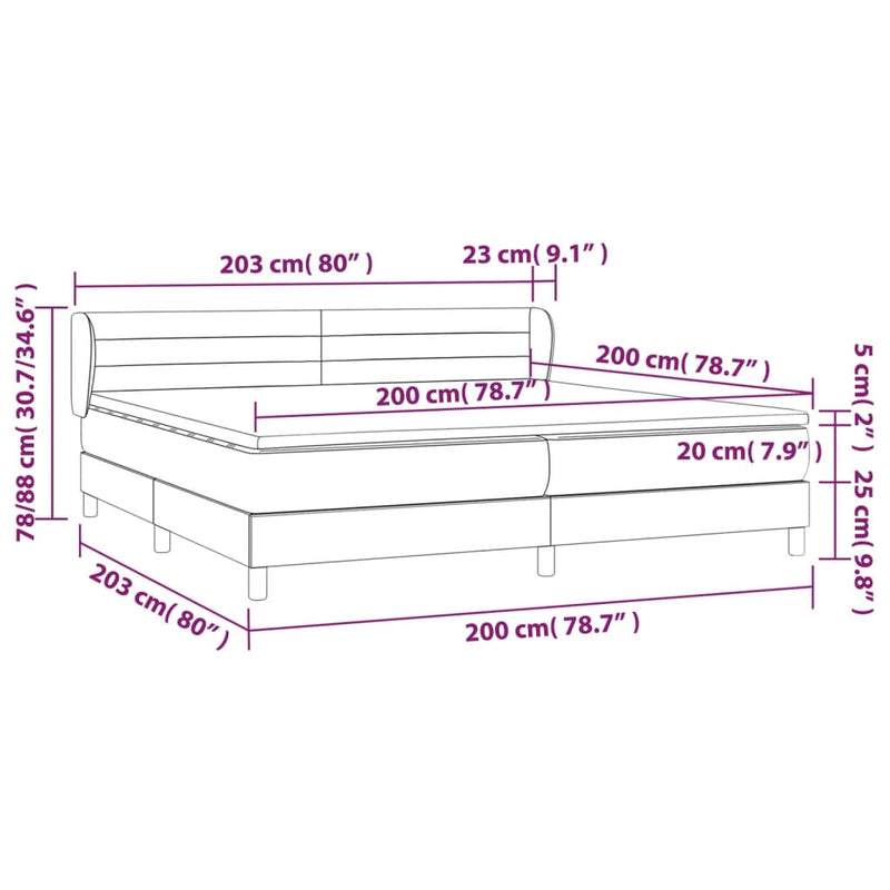 vidaXL sötétkék bársony rugós ágy matraccal 200x200 cm