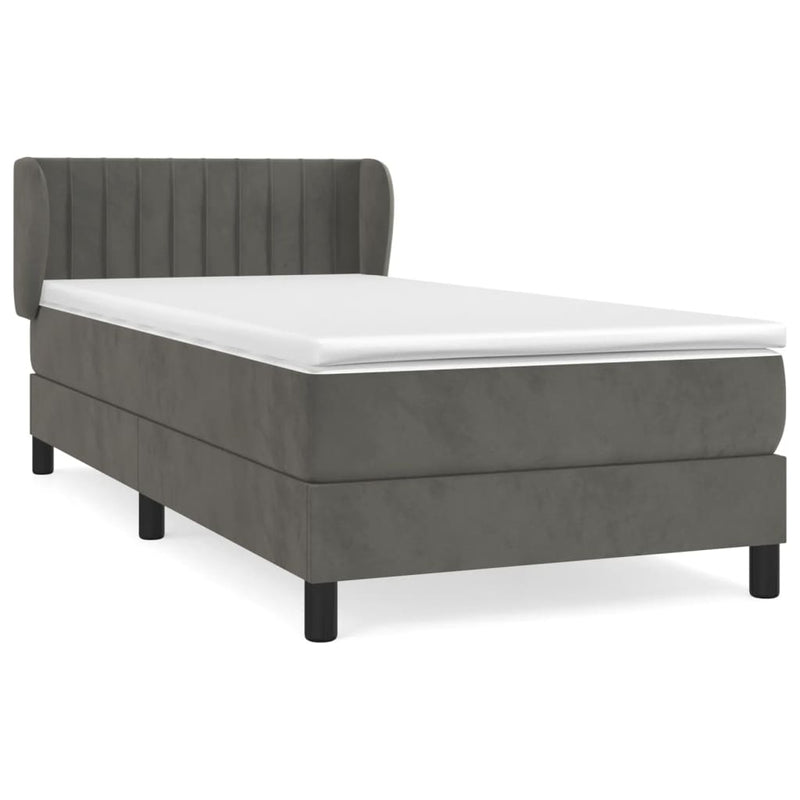 vidaXL sötétszürke bársony rugós ágy matraccal 80 x 200 cm