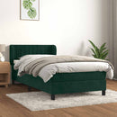 vidaXL sötétzöld bársony rugós ágy matraccal 90x190 cm