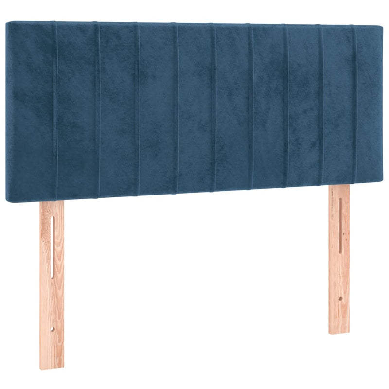 vidaXL sötétkék bársony rugós ágy matraccal 90x190 cm