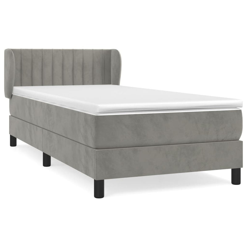 vidaXL világosszürke bársony rugós ágy matraccal 100 x 200 cm