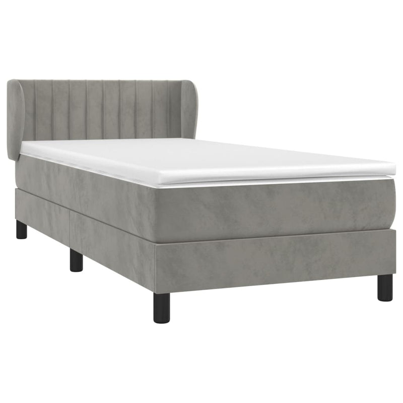 vidaXL világosszürke bársony rugós ágy matraccal 100 x 200 cm