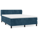 vidaXL sötétkék bársony rugós ágy matraccal 140x190 cm