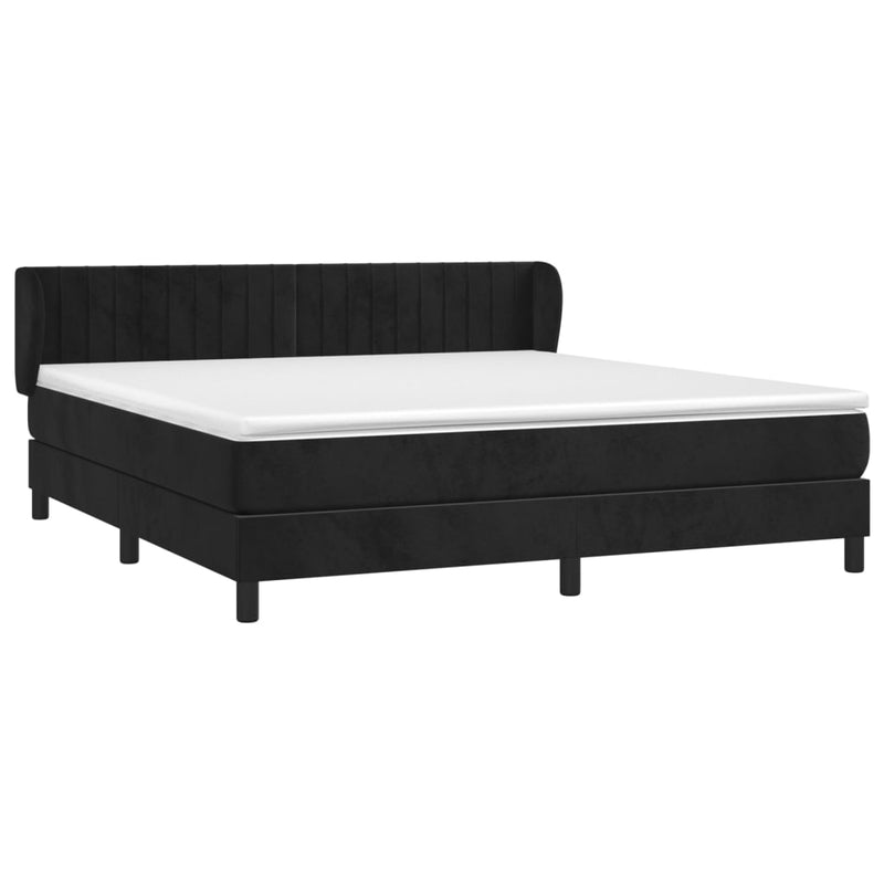 vidaXL fekete bársony rugós ágy matraccal 160x200 cm