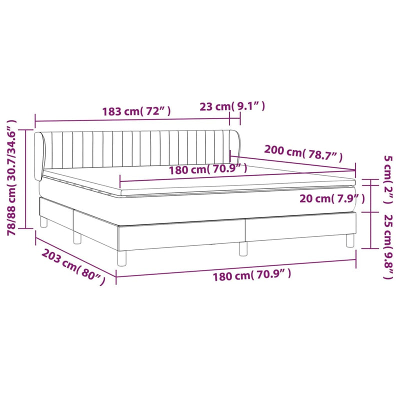 vidaXL sötétkék bársony rugós ágy matraccal 180x200 cm