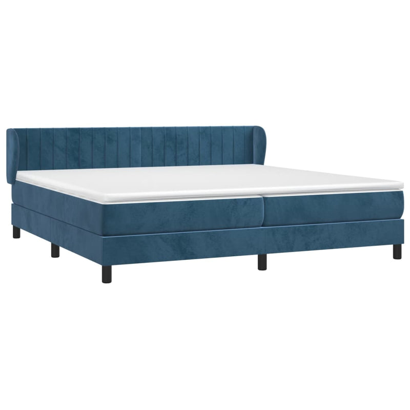 vidaXL sötétkék bársony rugós ágy matraccal 200x200 cm