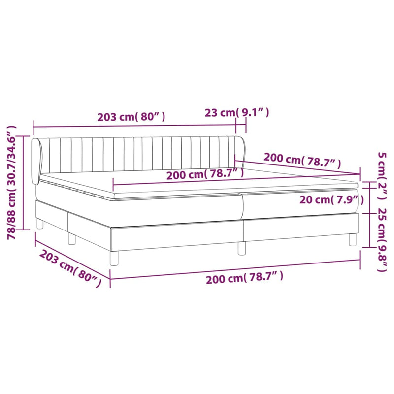 vidaXL sötétkék bársony rugós ágy matraccal 200x200 cm
