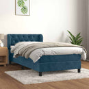 vidaXL sötétkék bársony rugós ágy matraccal 200x200 cm