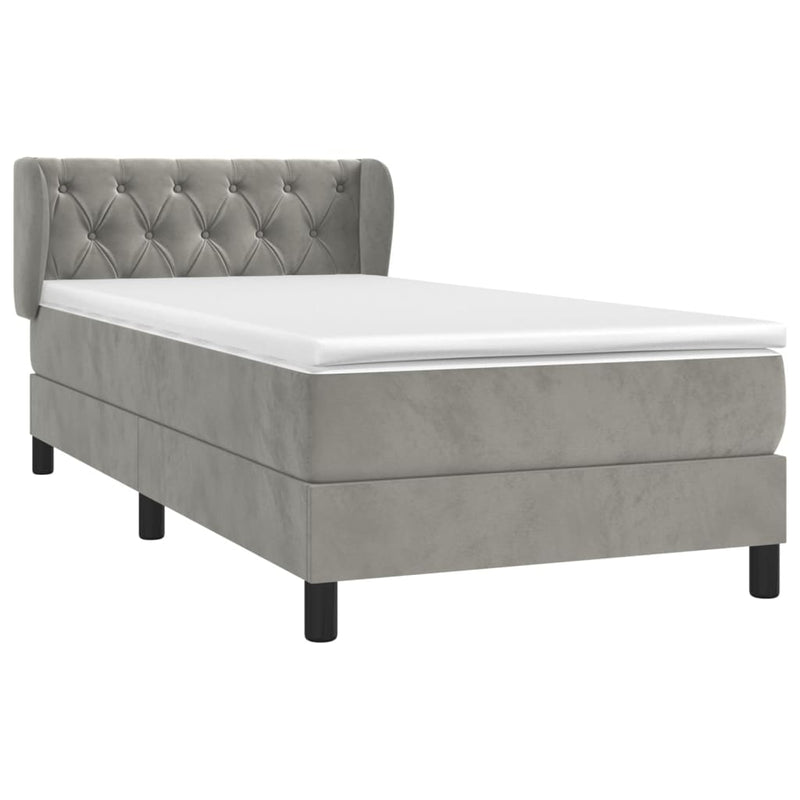 vidaXL világosszürke bársony rugós ágy matraccal 80 x 200 cm