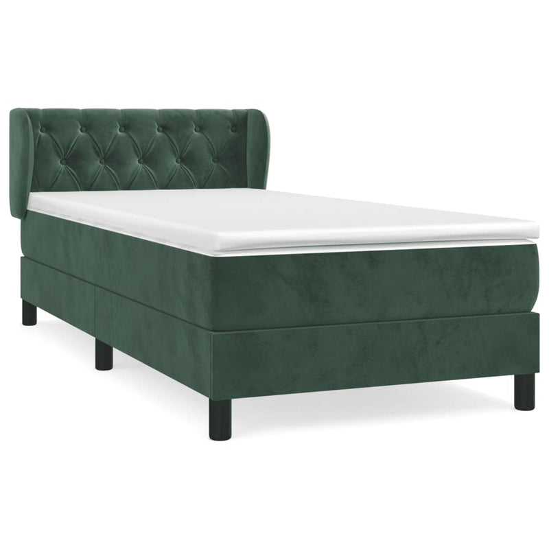 vidaXL sötétzöld bársony rugós ágy matraccal 80 x 200 cm