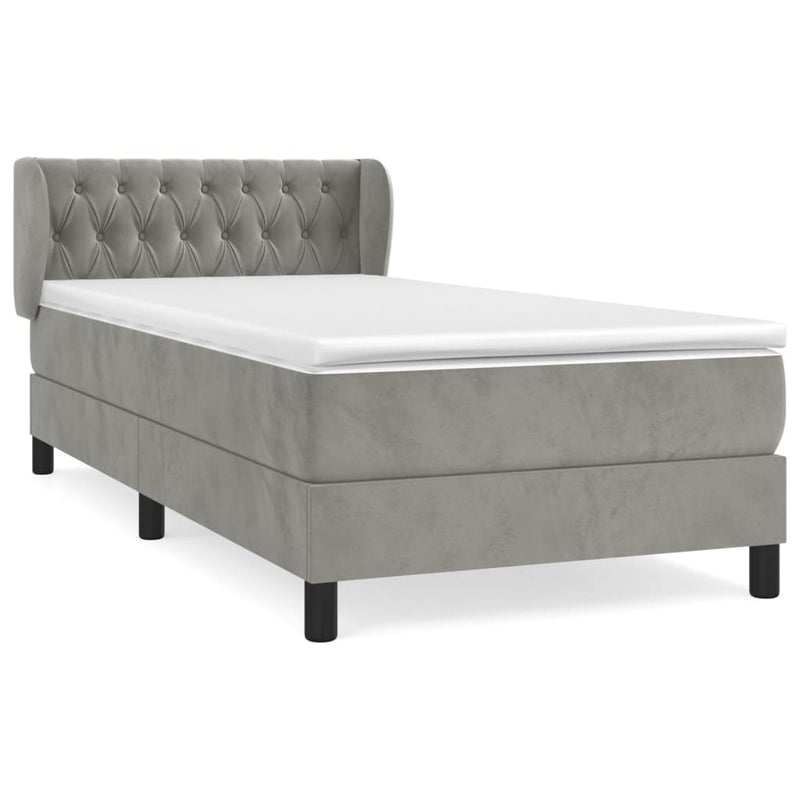 vidaXL világosszürke bársony rugós ágy matraccal 100 x 200 cm