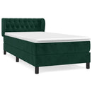 vidaXL sötétzöld bársony rugós ágy matraccal 100 x 200 cm