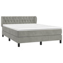 vidaXL világosszürke bársony rugós ágy matraccal 140x190 cm