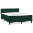 vidaXL sötétzöld bársony rugós ágy matraccal 140x190 cm