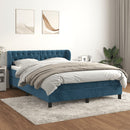 vidaXL sötétkék bársony rugós ágy matraccal 140x190 cm