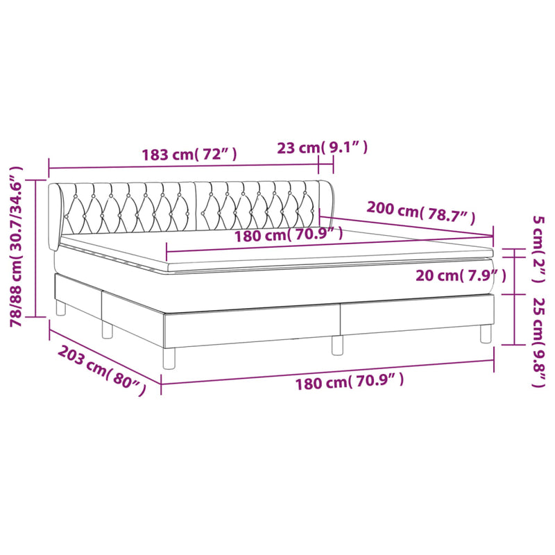 vidaXL sötétszürke bársony rugós ágy matraccal 180x200 cm
