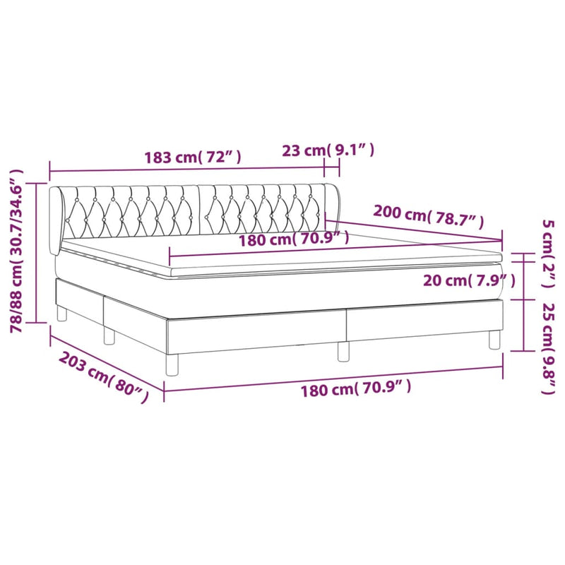 vidaXL sötétkék bársony rugós ágy matraccal 180x200 cm