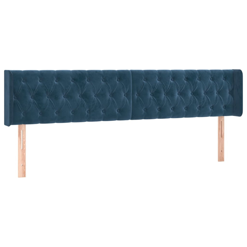 vidaXL sötétkék bársony rugós ágy matraccal 200x200 cm