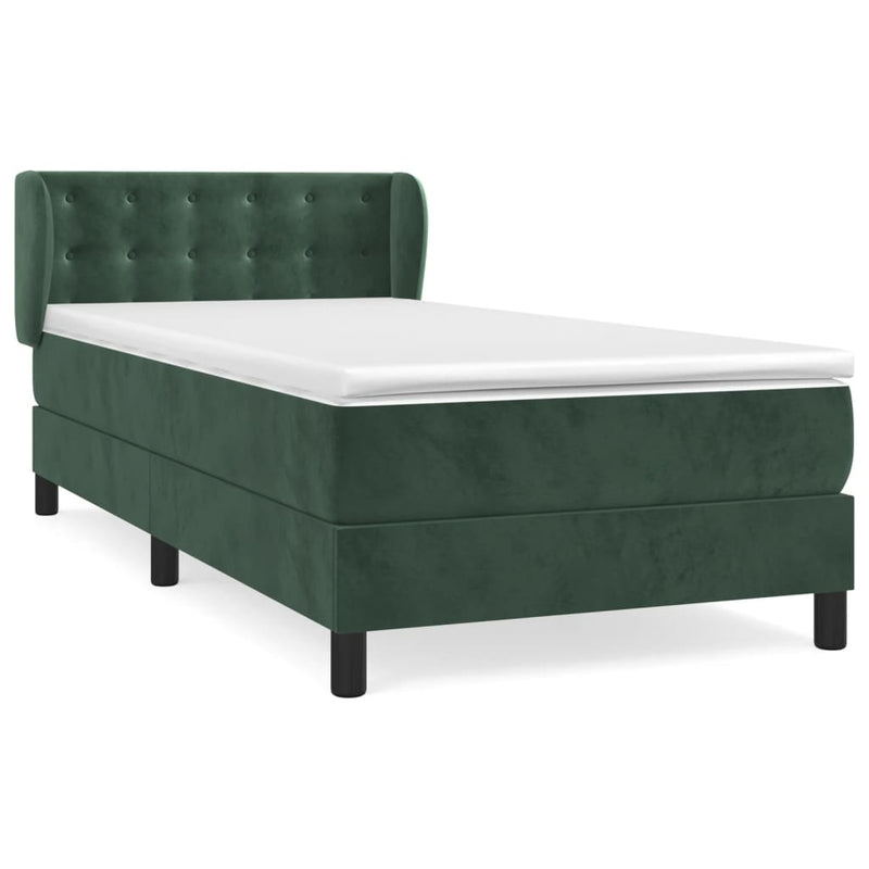 vidaXL sötétzöld bársony rugós ágy matraccal 80 x 200 cm
