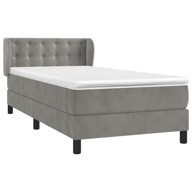 vidaXL világosszürke bársony rugós ágy matraccal 90x190 cm