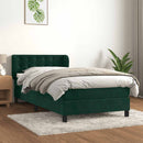 vidaXL sötétzöld bársony rugós ágy matraccal 90x190 cm