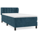 vidaXL sötétkék bársony rugós ágy matraccal 90 x 200 cm