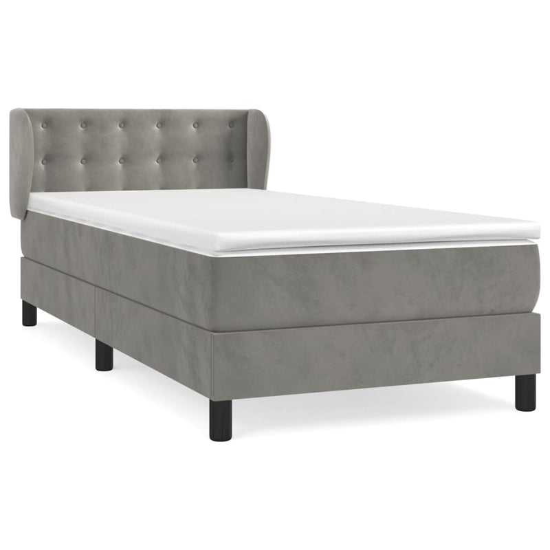vidaXL világosszürke bársony rugós ágy matraccal 100 x 200 cm