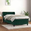 vidaXL sötétzöld bársony rugós ágy matraccal 100 x 200 cm