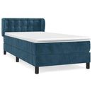 vidaXL sötétkék bársony rugós ágy matraccal 100 x 200 cm