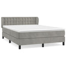 vidaXL világosszürke bársony rugós ágy matraccal 140x190 cm