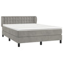 vidaXL világosszürke bársony rugós ágy matraccal 140x190 cm