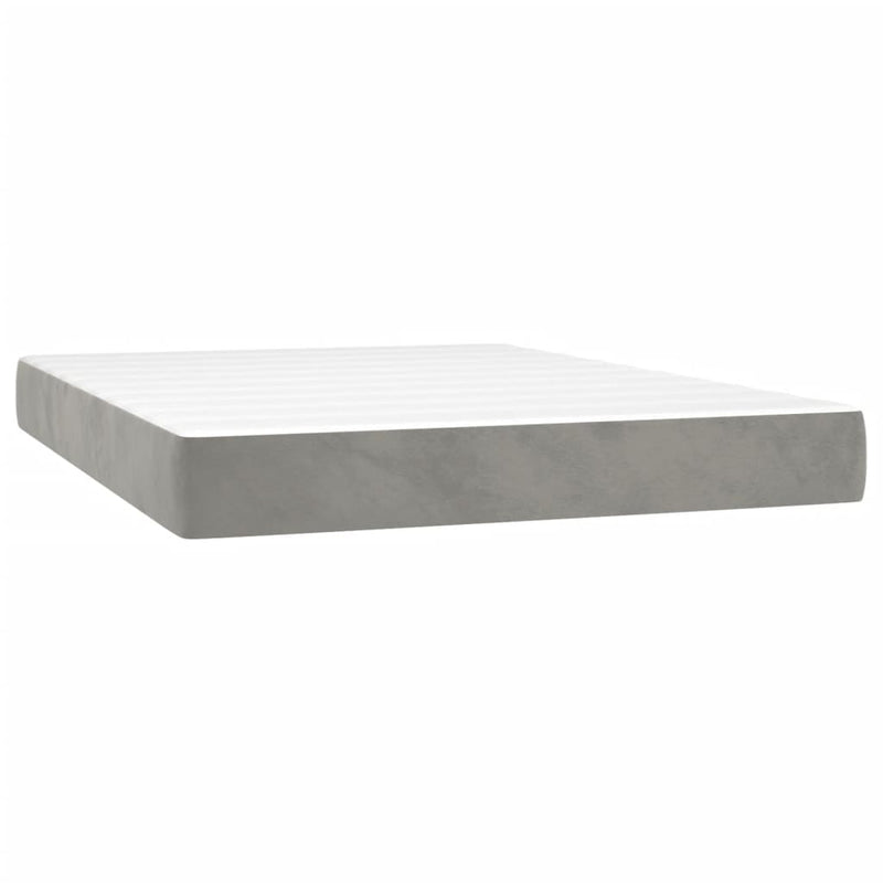 vidaXL világosszürke bársony rugós ágy matraccal 140x190 cm