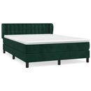 vidaXL sötétzöld bársony rugós ágy matraccal 140x190 cm