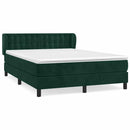 vidaXL sötétzöld bársony rugós ágy matraccal 140x190 cm