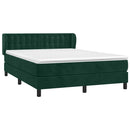vidaXL sötétzöld bársony rugós ágy matraccal 140x190 cm