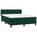 vidaXL sötétzöld bársony rugós ágy matraccal 140x190 cm