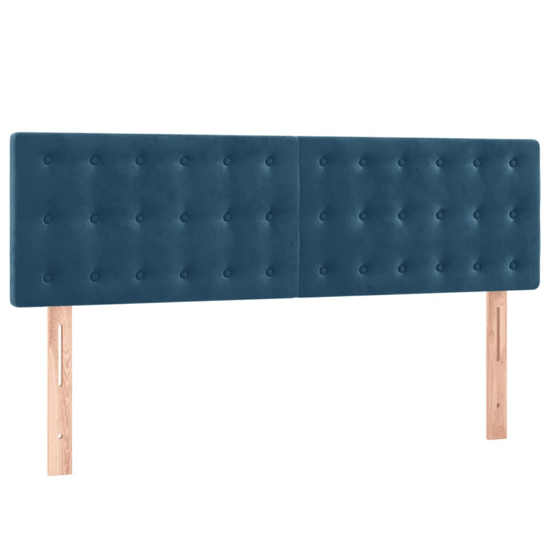 vidaXL sötétkék bársony rugós ágy matraccal 140x190 cm