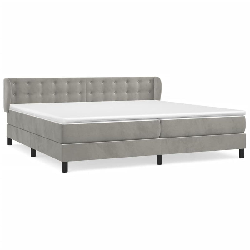 vidaXL világosszürke bársony rugós ágy matraccal 200x200 cm