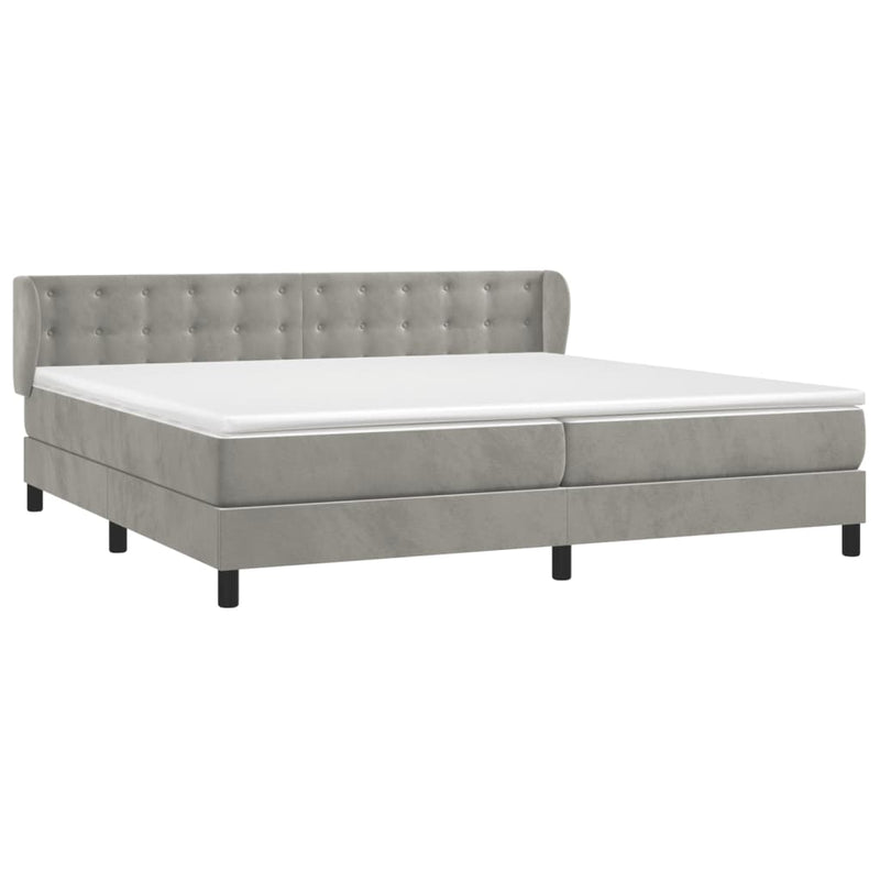 vidaXL világosszürke bársony rugós ágy matraccal 200x200 cm