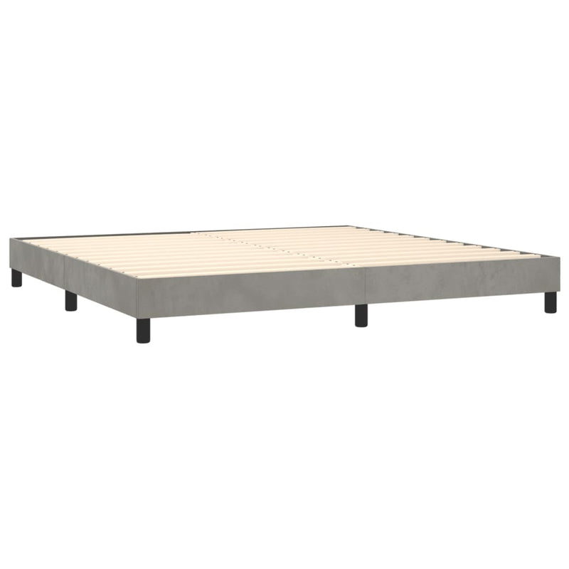 vidaXL világosszürke bársony rugós ágy matraccal 200x200 cm