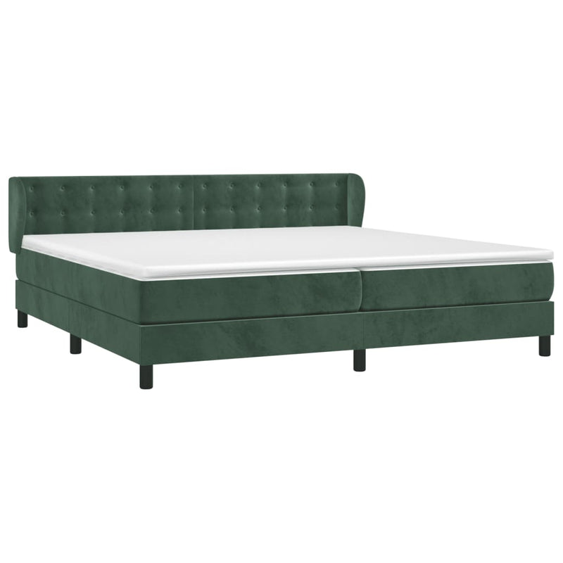vidaXL sötétzöld bársony rugós ágy matraccal 200x200 cm