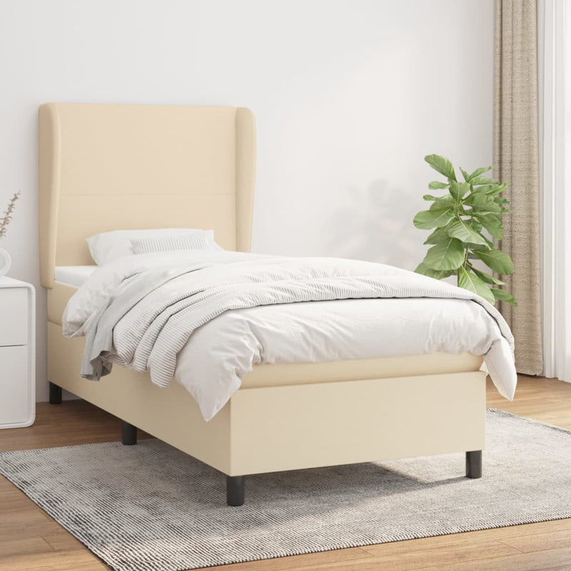 vidaXL krémszínű szövet rugós ágy matraccal 80 x 200 cm