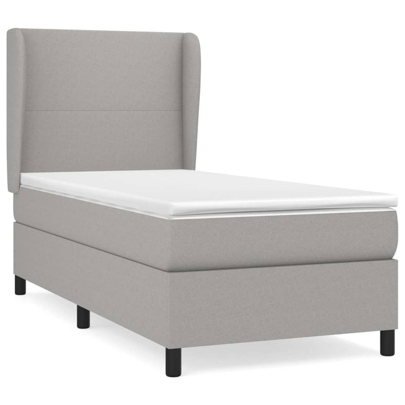 vidaXL világosszürke szövet rugós ágy matraccal 100 x 200 cm