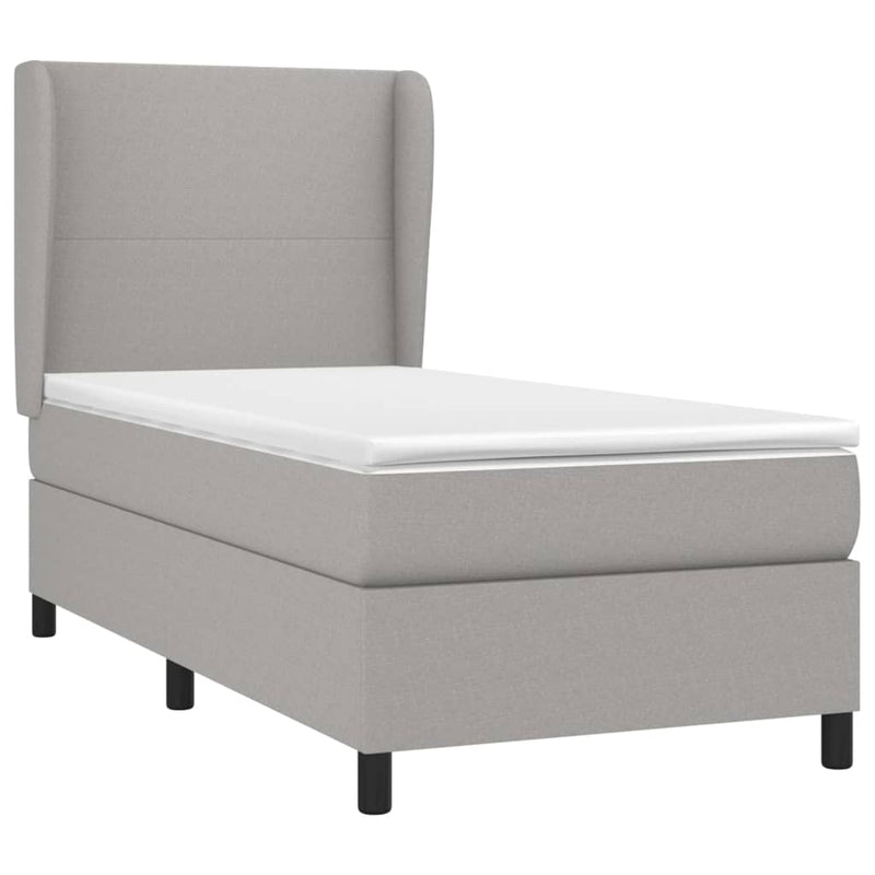 vidaXL világosszürke szövet rugós ágy matraccal 100 x 200 cm