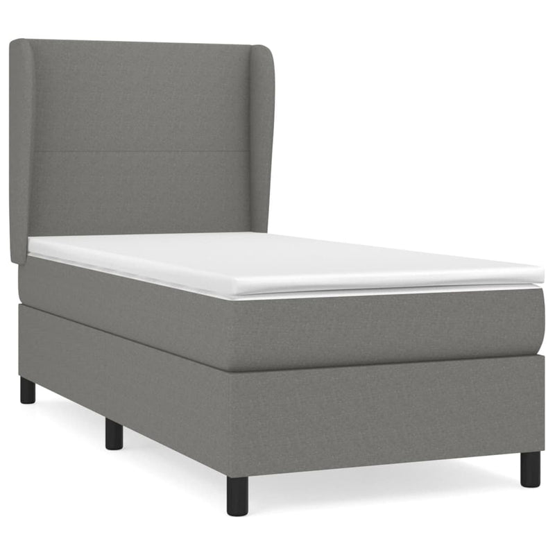 vidaXL sötétszürke szövet rugós ágy matraccal 100 x 200 cm