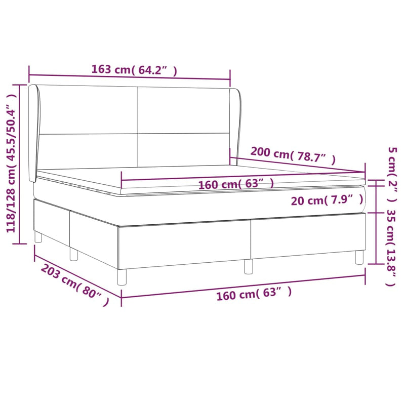 vidaXL sötétszürke szövet rugós ágy matraccal 160 x 200 cm