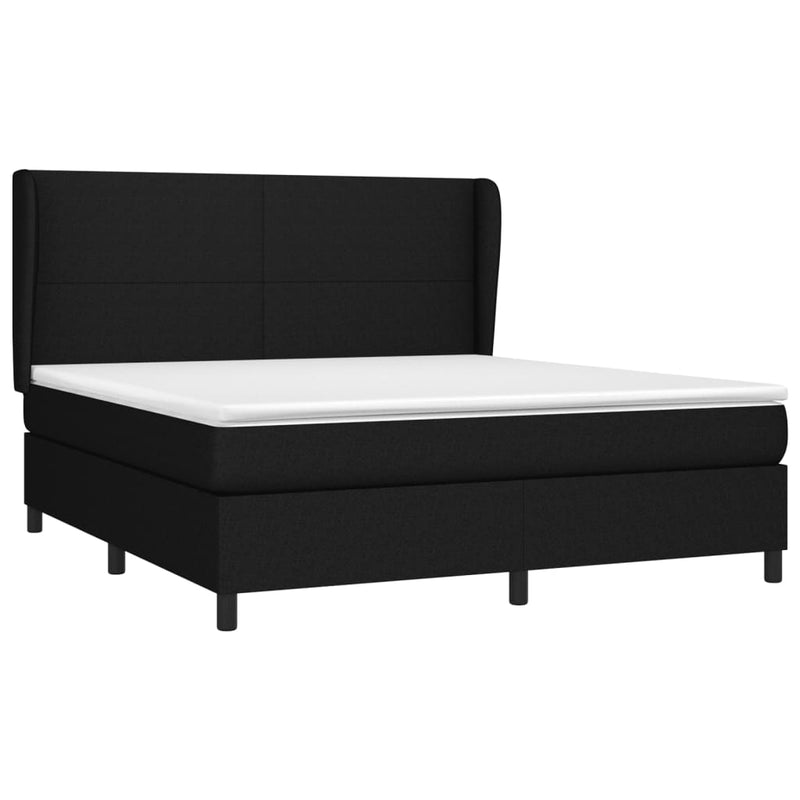vidaXL fekete szövet rugós ágy matraccal 180 x 200 cm
