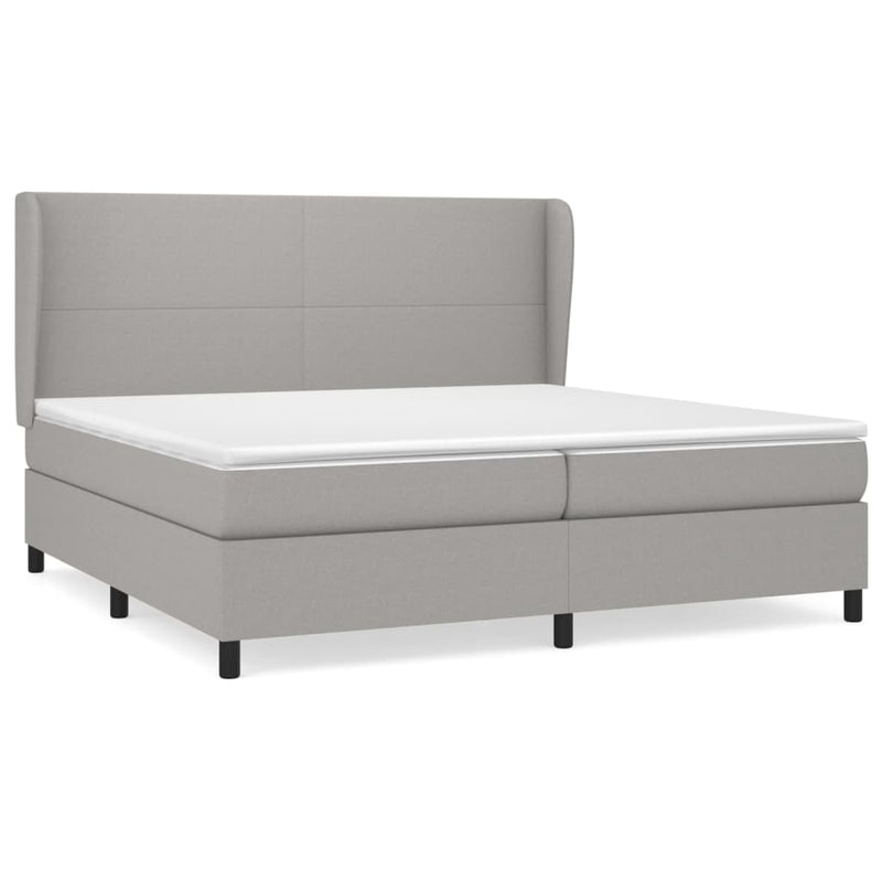 vidaXL világosszürke szövet rugós ágy matraccal 200 x 200 cm