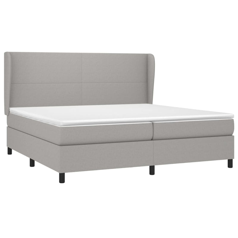vidaXL világosszürke szövet rugós ágy matraccal 200 x 200 cm