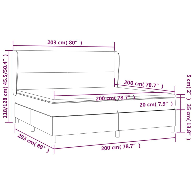 vidaXL világosszürke szövet rugós ágy matraccal 200 x 200 cm